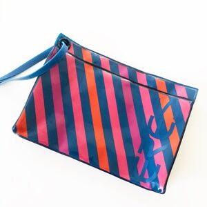Eres Swim Logo Striped Wristlet Clutch / NWOT
